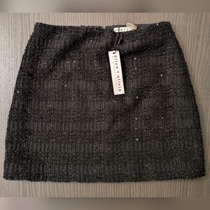 Alice + Olivia Glittering Black Mini Skirt
